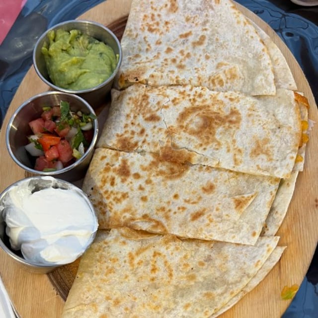 Shrimp & Avocado Quesadilla.